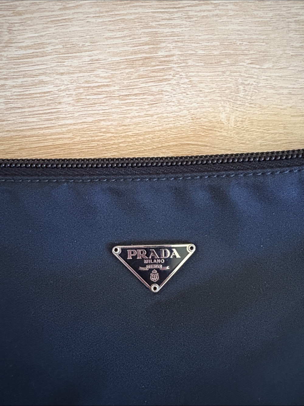 Prada Small Black Nylon Shoulder Bag with Silver Triangle Logo - Picture 2 of 10